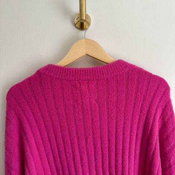 Aerie Soft Buttercream Cosmic Pink Oversized Crew Ribbed Knit Pullover Sweater - Picture 12 of 12